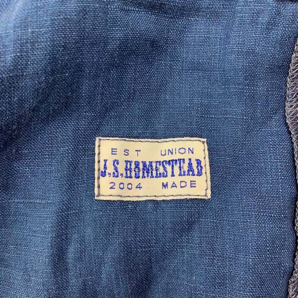 J.S. HOMESTEAD Indigo Patchwork Linen Notch Lapel Coat - Picture 6 of 6